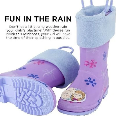 Disney Frozen Anna & Elsa Girl's Rain Boots With Soft Removable Liner, Kids (1-8 Years)