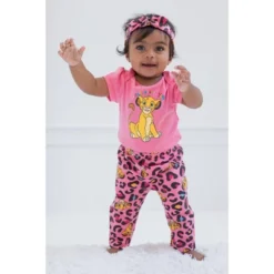 Disney Minnie Mouse Mickey Mouse Marie Baby Girls Bodysuit Pants And Headband 3 Piece Outfit Set Newborn To Infant