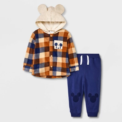 Baby Boys' Disney Mickey Flannel Top And Bottom Set - Blue - Image 5