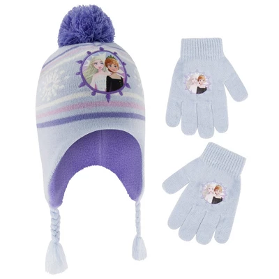 Disney Frozen Elsa And Anna Winter Hat And Kids Gloves Set, Little Girls Ages 4-7 - Image 3