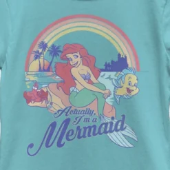 Disney Girl's The Little Mermaid Ariel Actually I'm A Mermaid Rainbow T-Shirt
