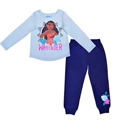 Disney Girl's 2-Pack Moana Wayfinder Long Sleeve Graphic Tee And Jogger Pants For Kids - Image 5