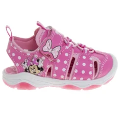 Disney Minnie Mouse Pink Light Up Beach Water Summer Shoes - Hook And Loop Closed Toe Sandals And Open Toe Sandals (sizes 6-12 Toddler / Little Kid)