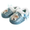 Disney Frozen Girl Slippers - Elsa And Anna Plush Lightweight Warm Comfort Soft Aline House Shoes - Blue Ribbon (sizes 5-12 Toddler-Little Kid)