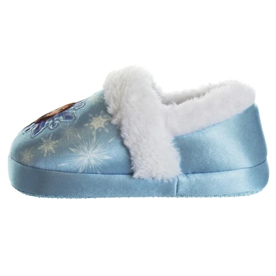 Disney Frozen Girl Slippers - Elsa And Anna Plush Lightweight Warm Comfort Soft Aline House Shoes - Blue White (Toddler-Little Kid) - Image 4