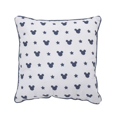 Disney Baby Mickey Mouse Hello World Appliqued Throw Pillow - Navy/Gray/White