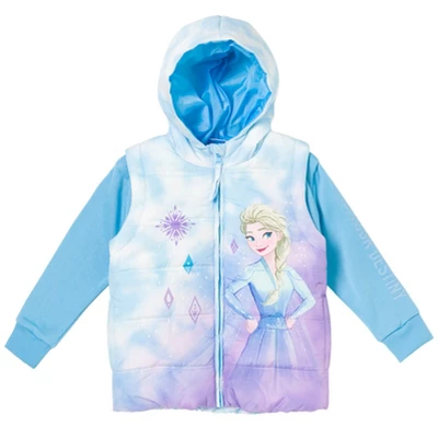 Disney Frozen Elsa Girls Zip Up Vest 2fer Jacket Toddler - Image 7