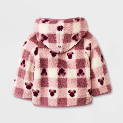 Baby Girls' Disney Mickey Mouse & Friends Printed Zip-Up Sweatshirt - White/Purple