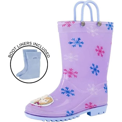 Disney Frozen Anna & Elsa Girl's Rain Boots With Soft Removable Liner, Kids (1-8 Years) - Image 3