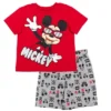 Disney Mickey Mouse Toddler Boys French Terry 4 Piece Mix N' Match T-Shirt Shorts Set