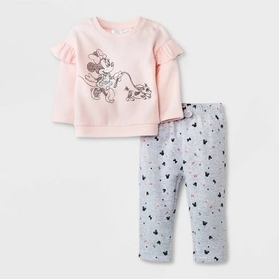 Disney Baby Girls' 2pc Minnie Mouse Top And Bottom Set - Light Pink - Image 4
