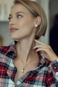 Disney Winnie The Pooh Gold-Plated Butterfly And Pooh Pendant With Paper Clip Chain, 18''