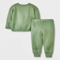 Baby Girls' Disney Mickey Mouse & Friends Solid Top And Bottom Set - Green