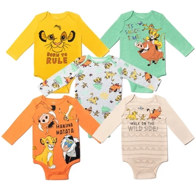 Disney Lion King Winnie The Pooh Mickey Mouse Baby 5 Pack Bodysuits Newborn To Infant - Image 8