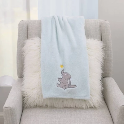 Disney Dumbo Shine Bright Little Star Super Soft Baby Blanket With Applique - Aqua/Gray/Yellow - Image 2