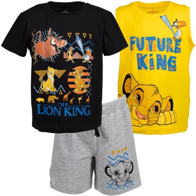 Disney Lion King Pixar Toy Story Mickey Mouse Goofy T-Shirt Tank Top And Shorts 3 Piece Outfit Set Toddler To Big Kid - Image 9