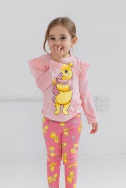 Disney Winnie The Pooh Girls Pullover Fleece Sweatshirt And Leggings Outfit Set Toddler