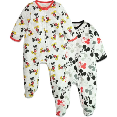 Disney Mickey Mouse Baby 2 Pack Zip Up Sleep N' Play Coveralls Newborn To Infant - Image 4
