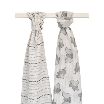 Disney Dumbo 100% Cotton Muslin Swaddles With Plush Rattle - 2pk - Image 5