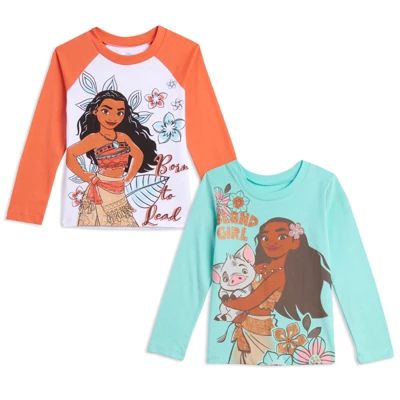 Disney Moana Girls Long Sleeve 2 Pack T-Shirts (Baby, Toddler & Little Girl Sizes) - Image 8