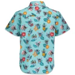 Disney Lilo & Stitch Mickey Mouse Lion King Simba Hawaiian Blue Button Down Shirt Toddler