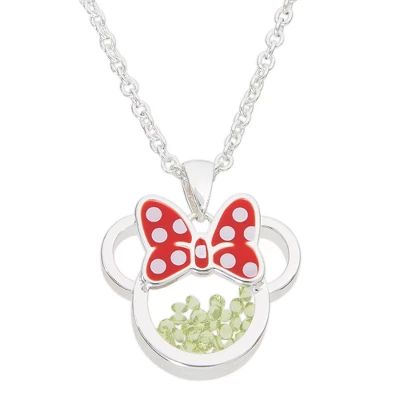 Disney Minnie Mouse Womens Silver Plated Birthstone Shaker Necklace, 18+2" - Image 11