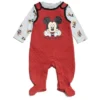 Disney Mickey Mouse Baby Bodysuit And Snap French Terry Overall Newborn To Infant