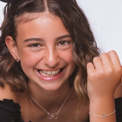 Disney Women's Mickey And Minnie Mouse Silver Plated Pendant Necklace, 18" - Image 2