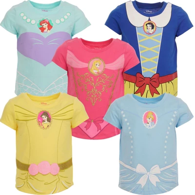Disney Princess Moana Jasmine Belle Girls 5 Pack T-Shirts Little Kid To Big - Image 9