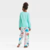 Girls' Disney 100 2pc Long Sleeve Fleece Pajama Set - White/Light Green