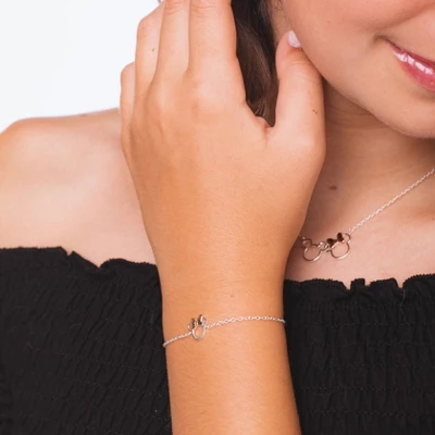 Disney Women's Mickey And Minnie Mouse Silver Plated Pendant Necklace, 18" - Image 3