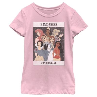 Girl's Disney Princesses Kindness And Courage Poster T-Shirt - Image 3