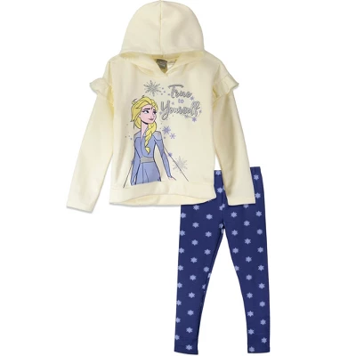 Disney Frozen Elsa Girls Fleece Hoodie And Leggings Outfit Set Toddler - Image 11