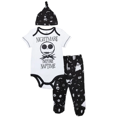 Disney Nightmare Before Christmas Zero Oogie Boogie Jack Skellington Baby Bodysuit Pants And Hat 3 Piece Outfit Set Newborn To Infant - Image 7