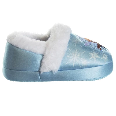 Disney Frozen Girl Slippers - Elsa And Anna Plush Lightweight Warm Comfort Soft Aline House Shoes - Blue White (Toddler-Little Kid) - Image 3