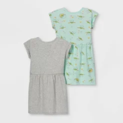 Disney Toddler Girls' 2pc Star Wars Baby Yoda Knit Short Sleeve Dress - Heather Gray
