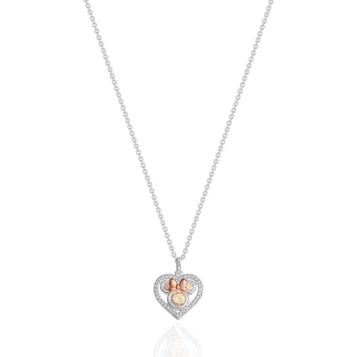 Disney Minnie Mouse Silver And Pink Gold Plated Cubic Zirconia Heart Necklace, 16 + 2'' - Image 2