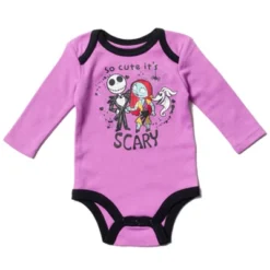 Disney Nightmare Before Christmas Zero Sally Jack Skellington Baby Girls 3 Pack Bodysuits Newborn To Infant