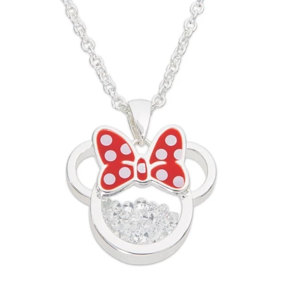 Disney Minnie Mouse Womens Silver Plated Birthstone Shaker Necklace, 18+2" - Image 6