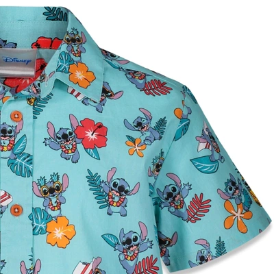 Disney Lilo & Stitch Mickey Mouse Lion King Simba Hawaiian Blue Button Down Shirt Toddler - Image 2