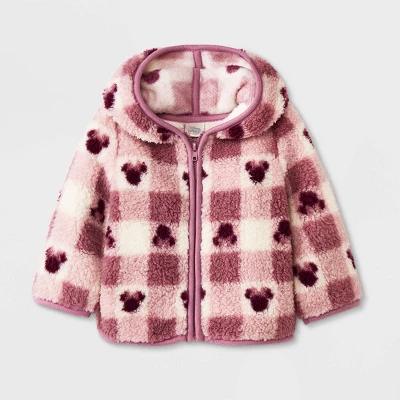 Baby Girls' Disney Mickey Mouse & Friends Printed Zip-Up Sweatshirt - White/Purple - Image 3