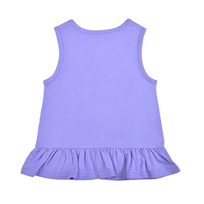 Disney Girl's 3-Pack Ruffle Sleeve Tee, Sleeveless Peplum Shirt And Casual Short Set For Toddler - Image 5