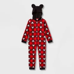 Kids' Disney 100 Mickey Mouse Buffalo Plaid Wearable Blanket - Red