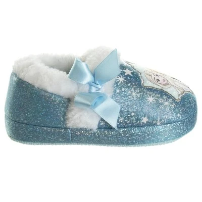 Disney Frozen Girl Slippers - Elsa And Anna Plush Lightweight Warm Comfort Soft Aline House Shoes - Blue Ribbon (sizes 5-12 Toddler-Little Kid) - Image 3