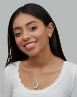 Disney Womens Frozen II Silver Plated Frozen Necklace With Anna And Elsa Shaker Pendant Jewelry, 16+2''