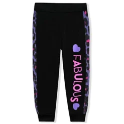 Disney Girl's 2-Pack Fabulous Minnie Mouse Graphic Pullover Sweatshirt And Jogger Pants Set, Leopard Print For Kids