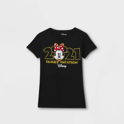 Women's Disney Minnie Mouse 'Family Vacation 2021' Short Sleeve Graphic T-Shirt (Juniors') - Black - Image 2