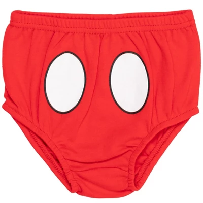 Disney Mickey Mouse 1st Birthday Cosplay Graphic T-Shirt Diaper Cover And Hat 3 Piece Outfit Set White/Red - Image 4