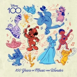 Men's Disney Character Sketches 100 Years Of Music And Wonder T-Shirt