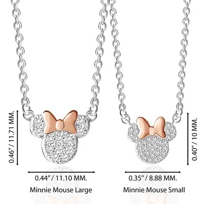 Disney Minnie Mouse Silver Plated Cubic Zirconia Mommy & Me Necklace Set - Image 2